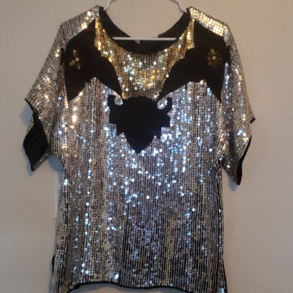 Vintage Pure Silk Sequin/Beaded Blouse